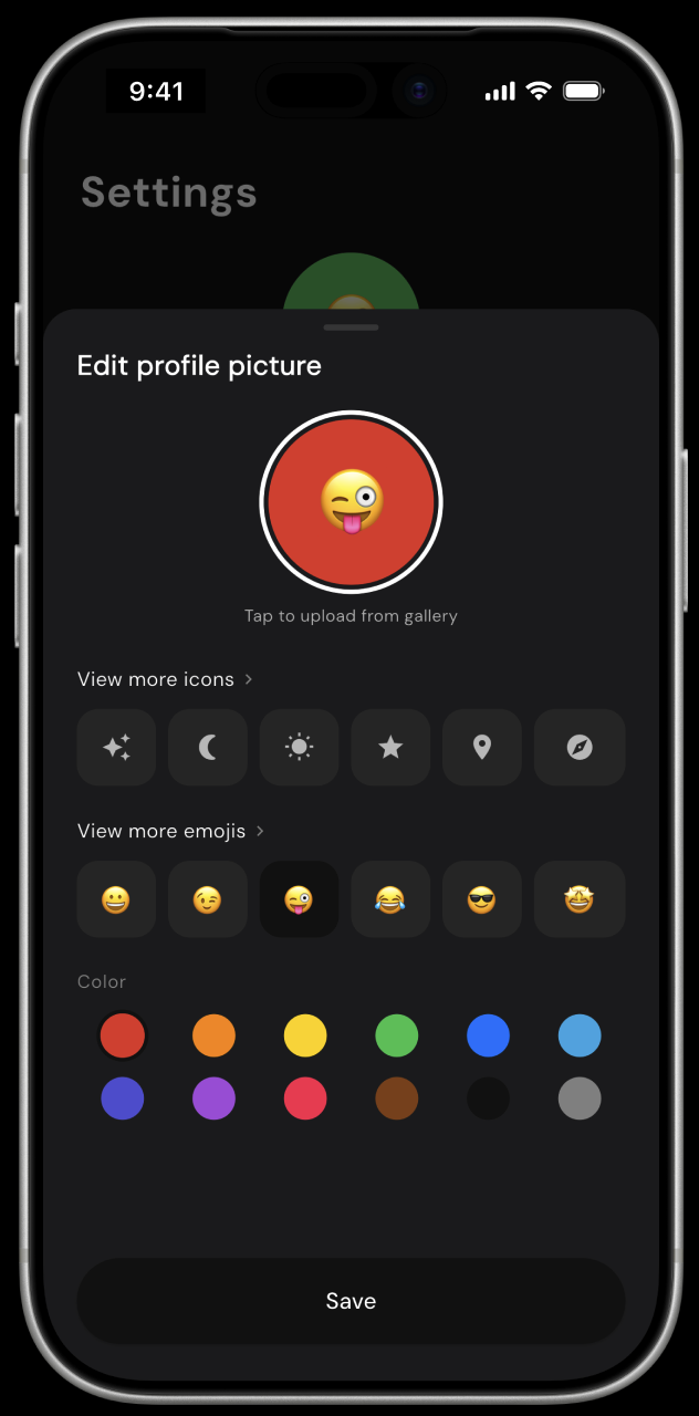 Profile customization screenshot